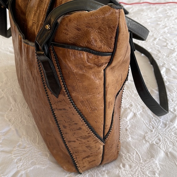 Large SHARIF Vintage Tote, Brown and Black, Very Good Condition, Made in USA - Picture 8 of 16